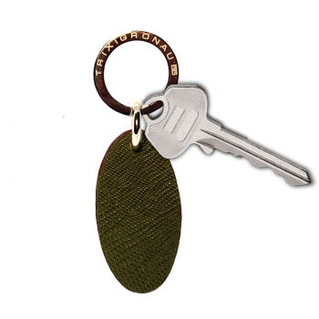 Trixi Gronau leather key fob Urbany Tejus Lizzard embossing olive